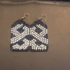 Black and White Beaded Earrings